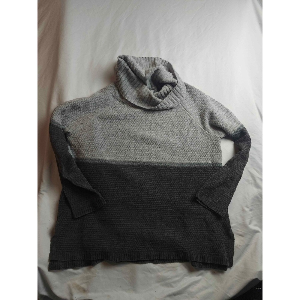 New Directions Womens Grey Colorblock‎ Cowl Neck Waffle Knit Sweater Large